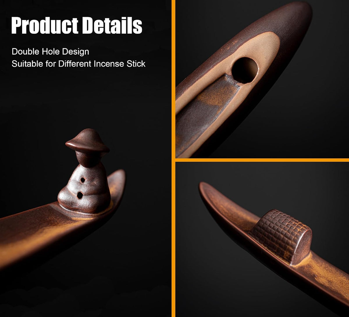 Incense Stick Holder, Incense Holder for Insence Sticks, Tray for Incense Ash, Ceramic Crafts, Chinese Classical Boat Design, Home Décor, Best for Meditation, Yoga, Home, Office