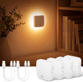 Rechargeable Night Light Backlit, Amber Motion Sensor Light Indoor, 4 Pack