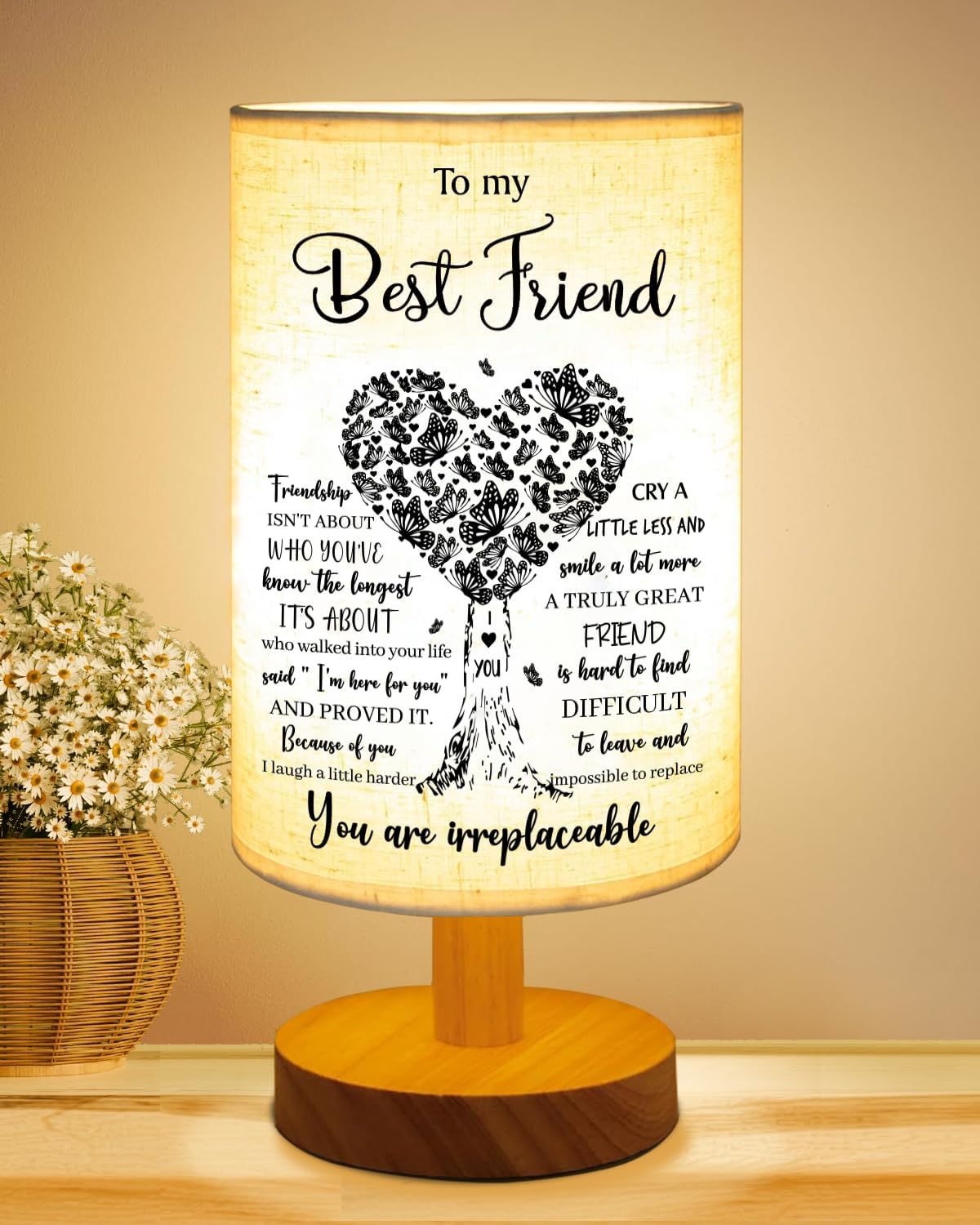 Best Friend Birthday Gifts for Women, to Bestie Fabric Table Lamp