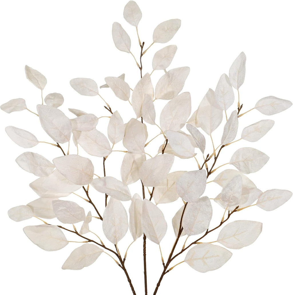 Briful 3-Pack 29.5-Inch Artificial Fall Stems, Ivory White