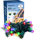 G14 Slow Twinkle Multicolor Christmas Globe Lights, 50 LED 16.6ft
