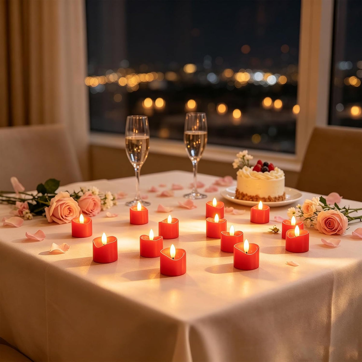 12 PCS Battery Operated Votive Candles Flameless Tealights, Red