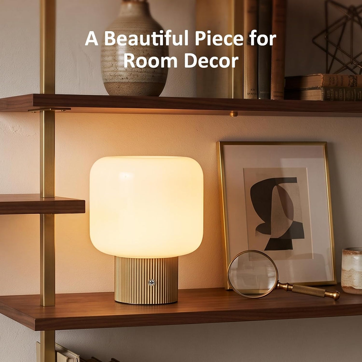 Cordless Rechargeable Mushroom Table Lamp with 3 Color Temps LED Dimmable
