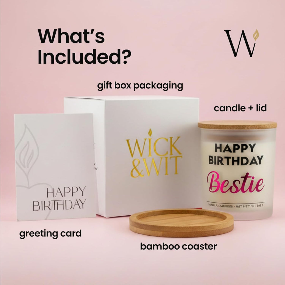 Best Friend Birthday Gifts for Women - Happy Birthday Bestie Candle Set