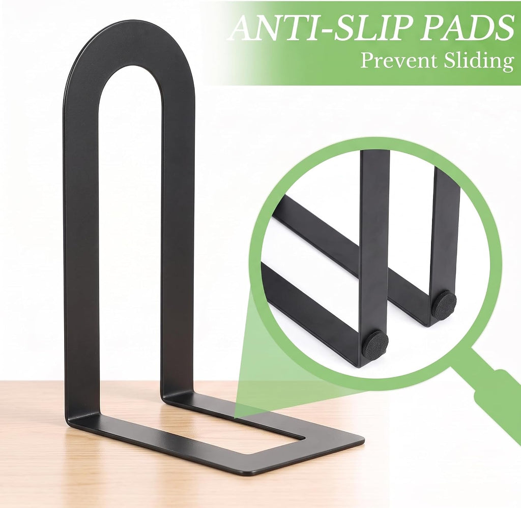 Sanwarm Bookends, 2 Pack, Metal, for Home Office Desk Shelves Modern Black