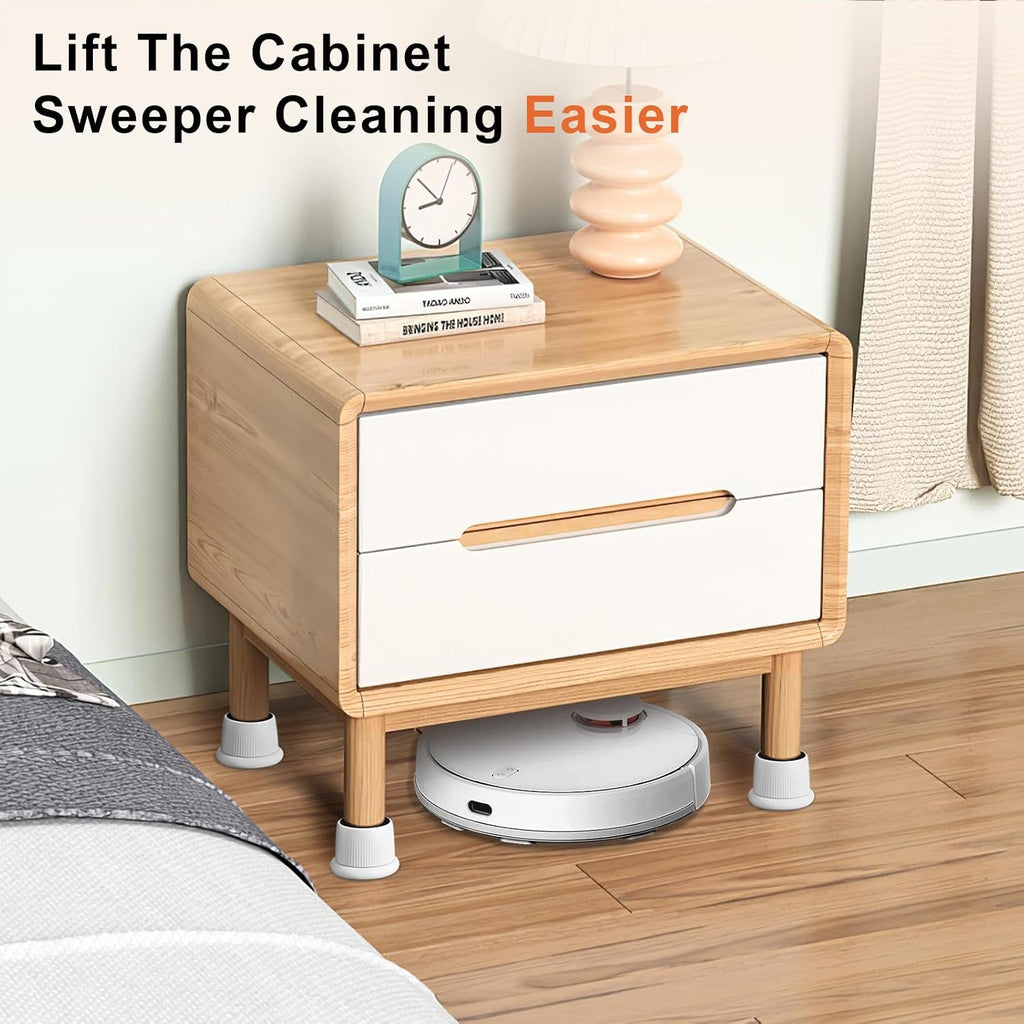 Adjustable Furniture Bed Risers 1.6-2.6 inch Durable Anti Slip-White 4 Pcs