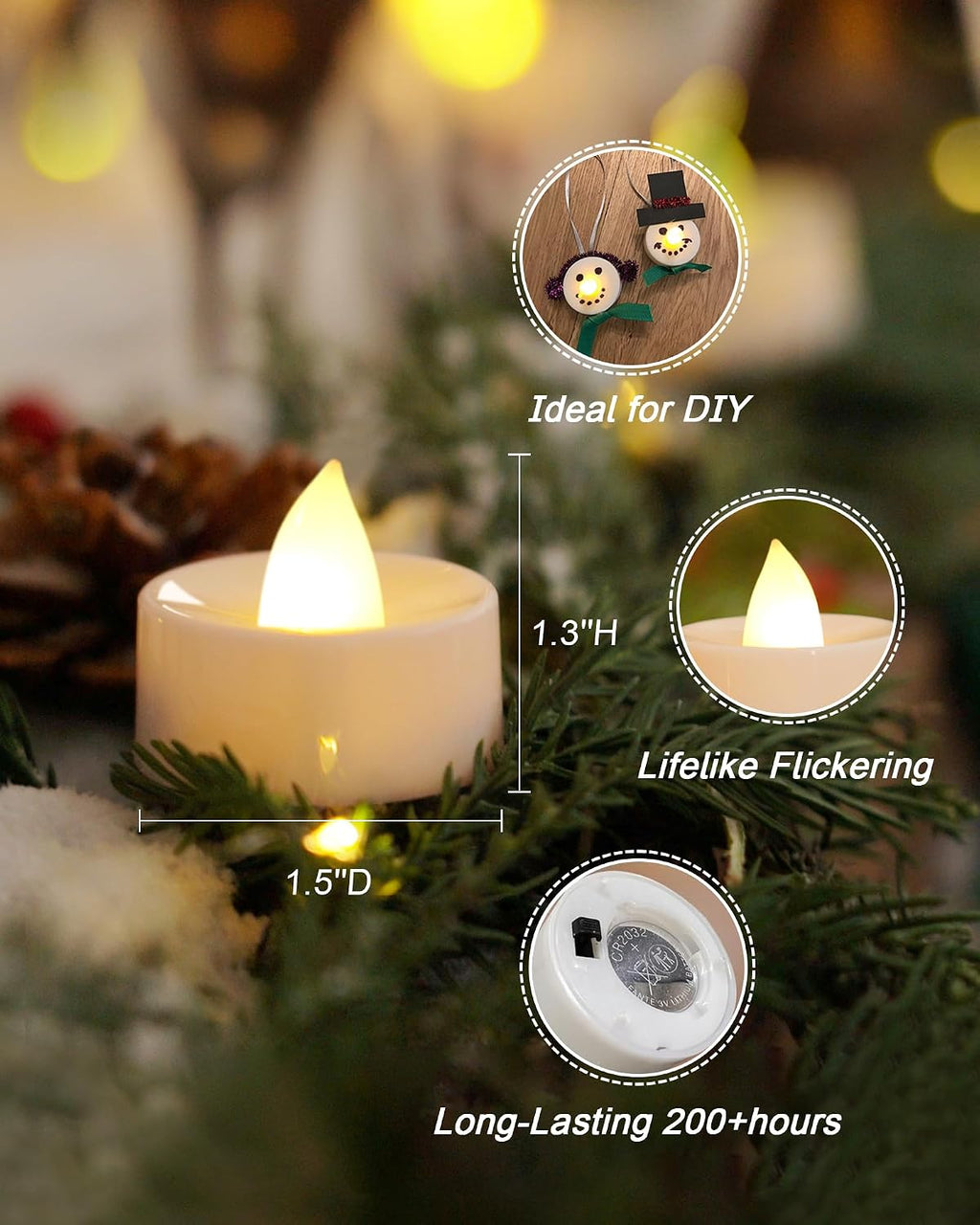Amagic 30 Pcs Flickering Flameless LED Tea Lights Battery Operated, White