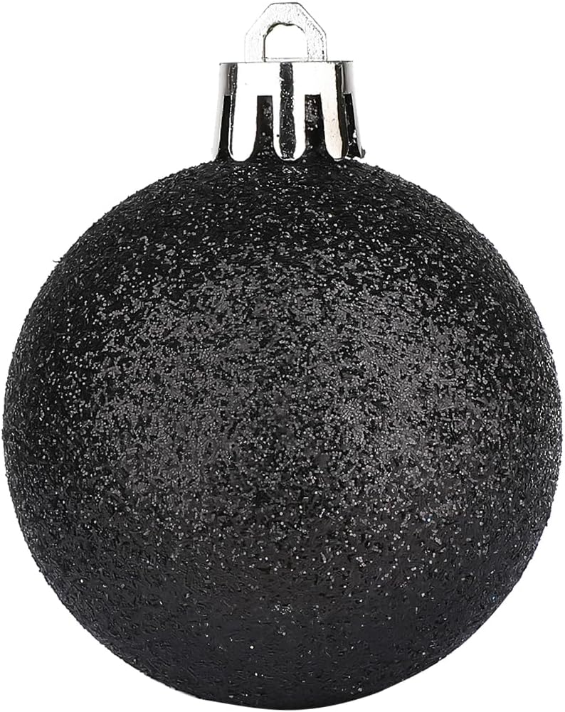 Sattiyrch Christmas Ball Ornaments 30ct, 60mm/2.36" Shatterproof Plastic Decorative Xmas Balls Ornaments Set (Black)