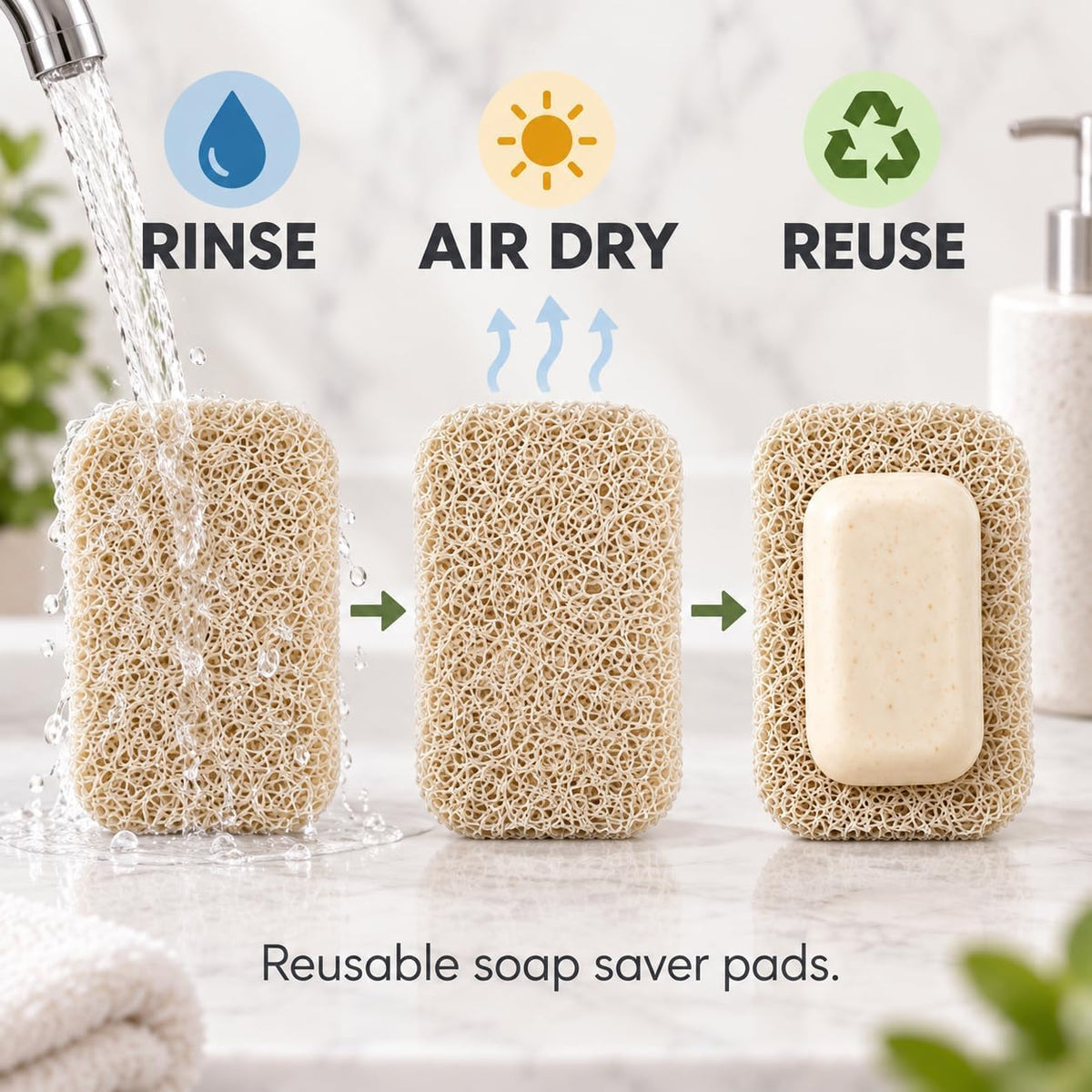 4 Pack Soap Saver Pads for Bar Soap, 4.3 x 3 Inch Soap Lifter Pads