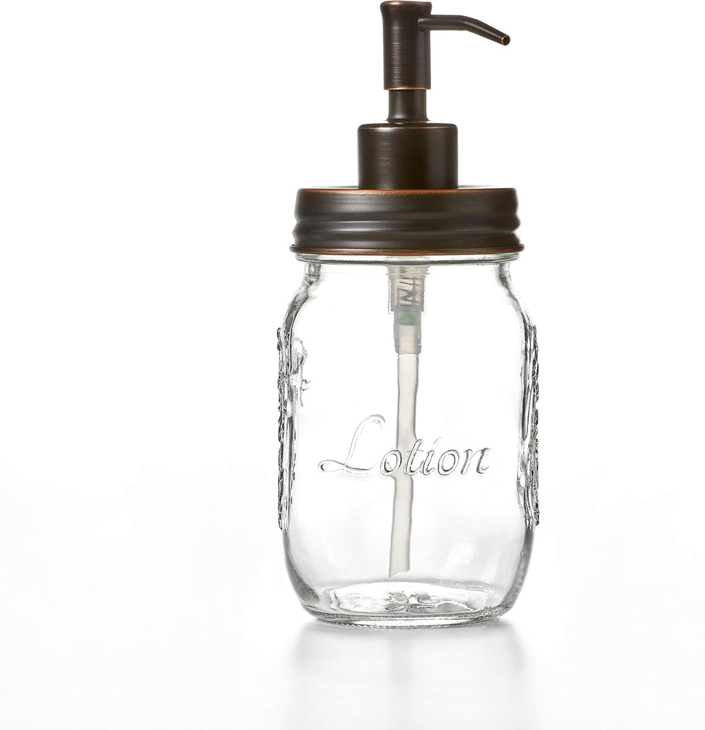 Mason Jar 12oz & 16oz Soap and/or Lotion Dispensers for Hand Sanitizer, Liquid Soap or Hand/Body Lotion (Oil Rubbed Bronze, 12oz & 16oz)