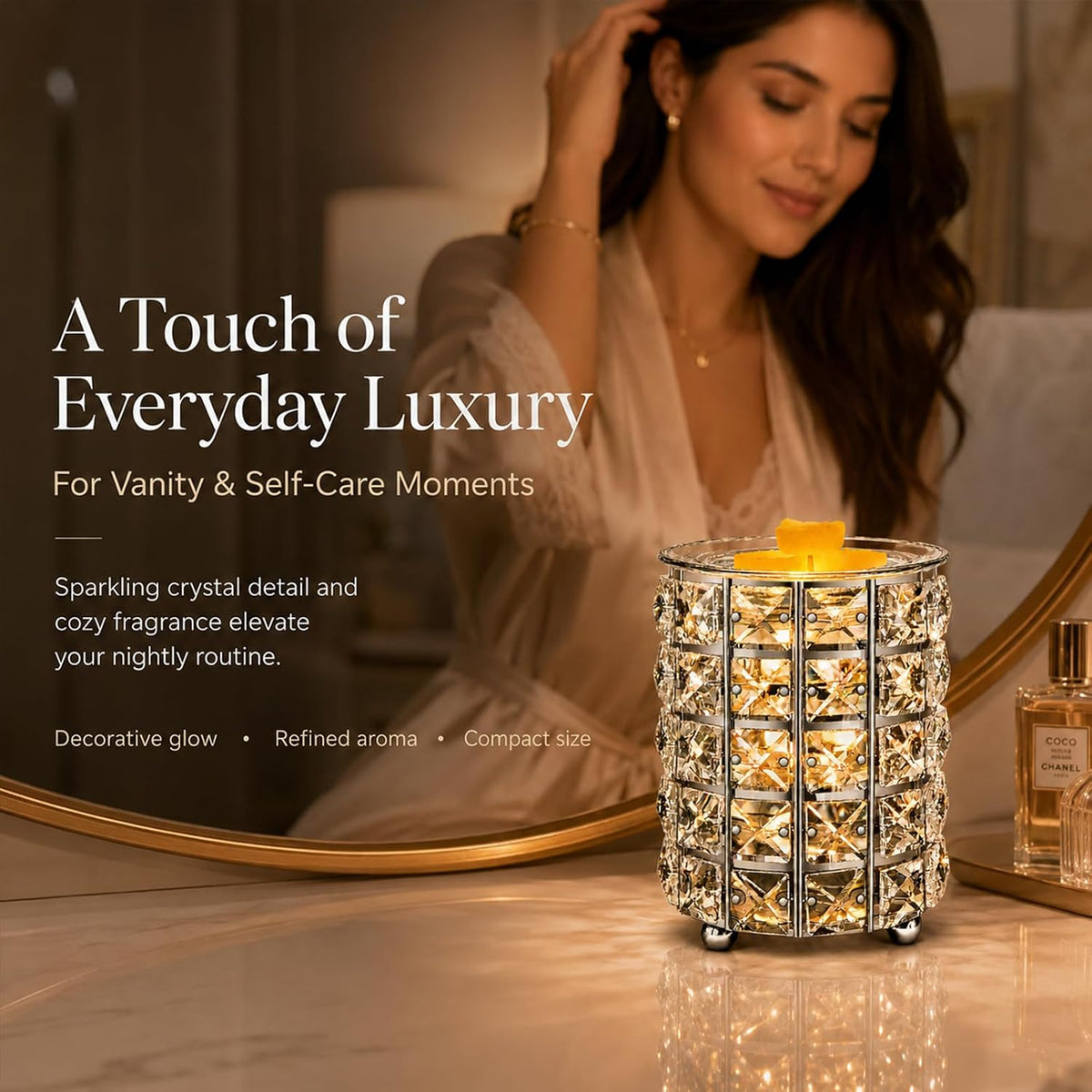 Wax Warmer, Wrought Iron Crystal Wax Melt Warmer Electric Oil Burner