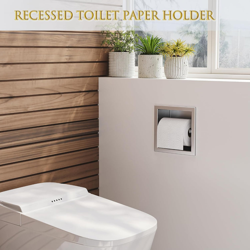 Neodrain Brushed 304 Stainless Steel Recessed in Wall Toilet Paper Holder