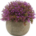 Ogrmar Mini Plastic Faux Plants in Pot/Small Topiary Shrubs Purple