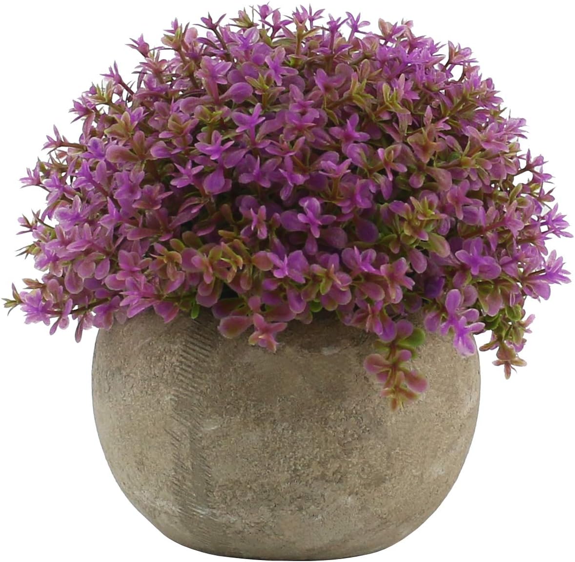 Ogrmar Mini Plastic Faux Plants in Pot/Small Topiary Shrubs Purple