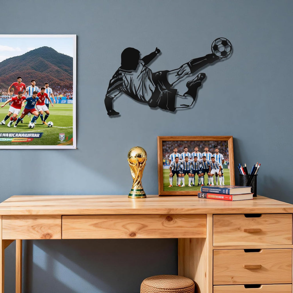 Paquesta Soccer Wall Decor Metal Soccer Wall Art Gifts for Boys Men Soccer Room Decor for Boys Room