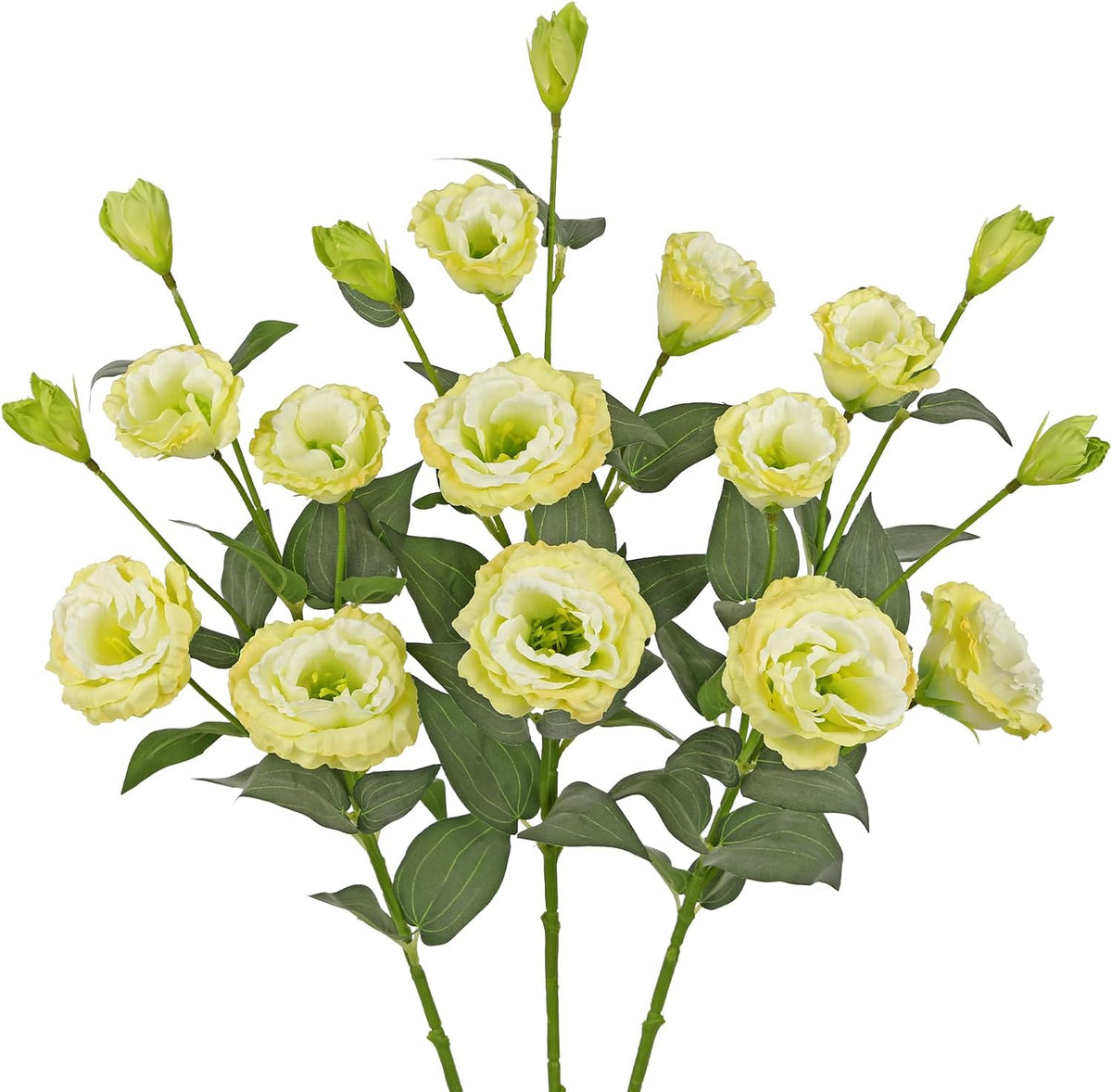 34.5" Cream White Artificial Flowers Silk Fake Flower 3Pcs Eustoma Lisianthus Flowers with Long Stem Faux Flowers Arrangement Branch with 4 Heads DIY Wedding Party Centerpiece Bouquet Table Home Decor