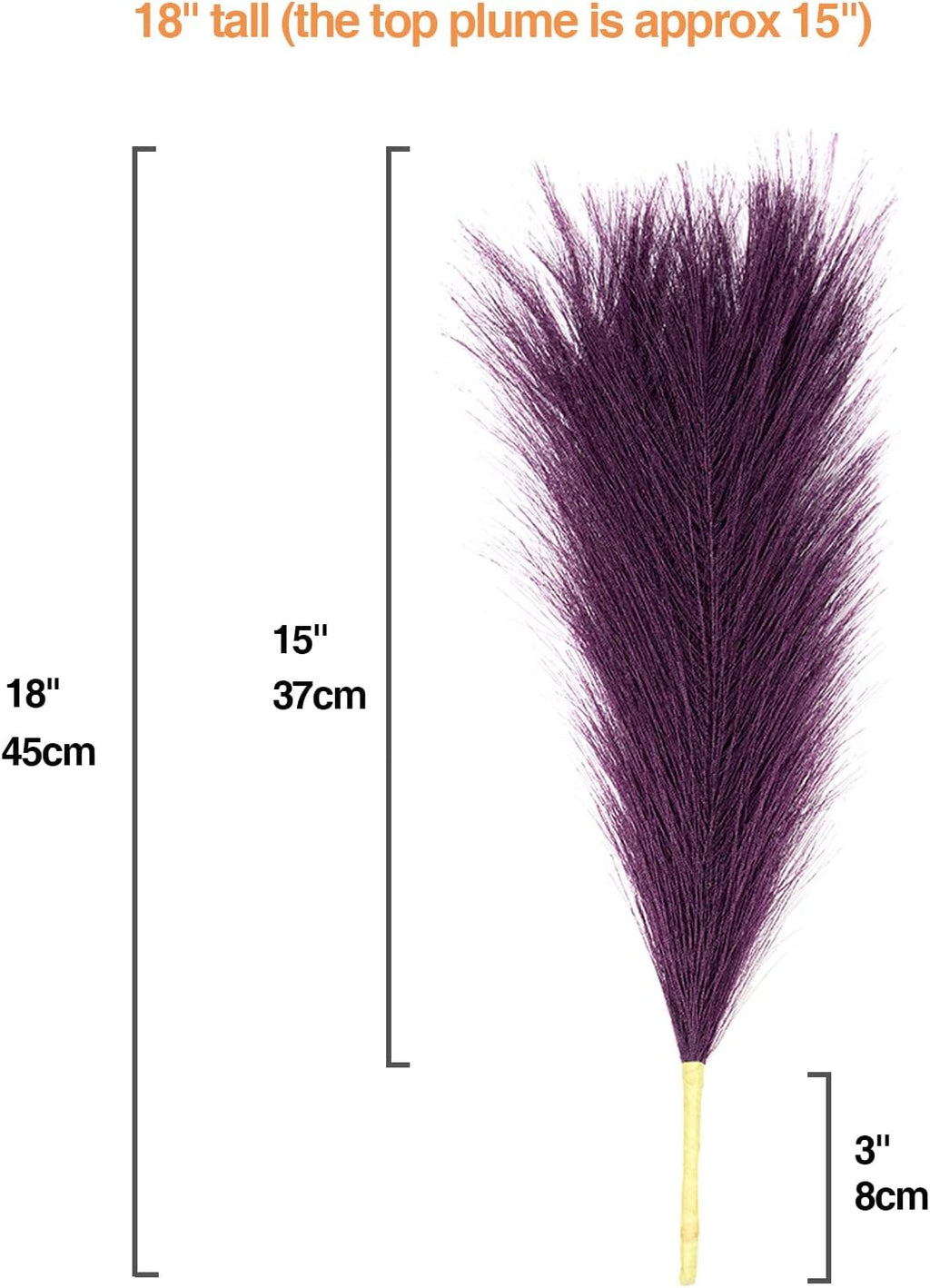 Faux Pampas Grass, 6 Stems Artificial Pampas Grass Decor Flurry Pompous Grass for Small Vase Boho Home Decor/Wedding Arrangements/Rustic Decor 18''/45cm (Purple)