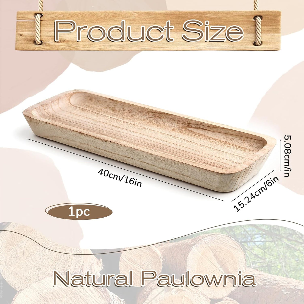 16" Decorative Bowls for Home Decor, Long Wooden Dough Bowl for Home Decors, Decorative Wood Dough Bowls, Rustic Farmhouse Decoratives Bowl Long Narrow Wooden Tray for Dining Table Decors Centerpiece