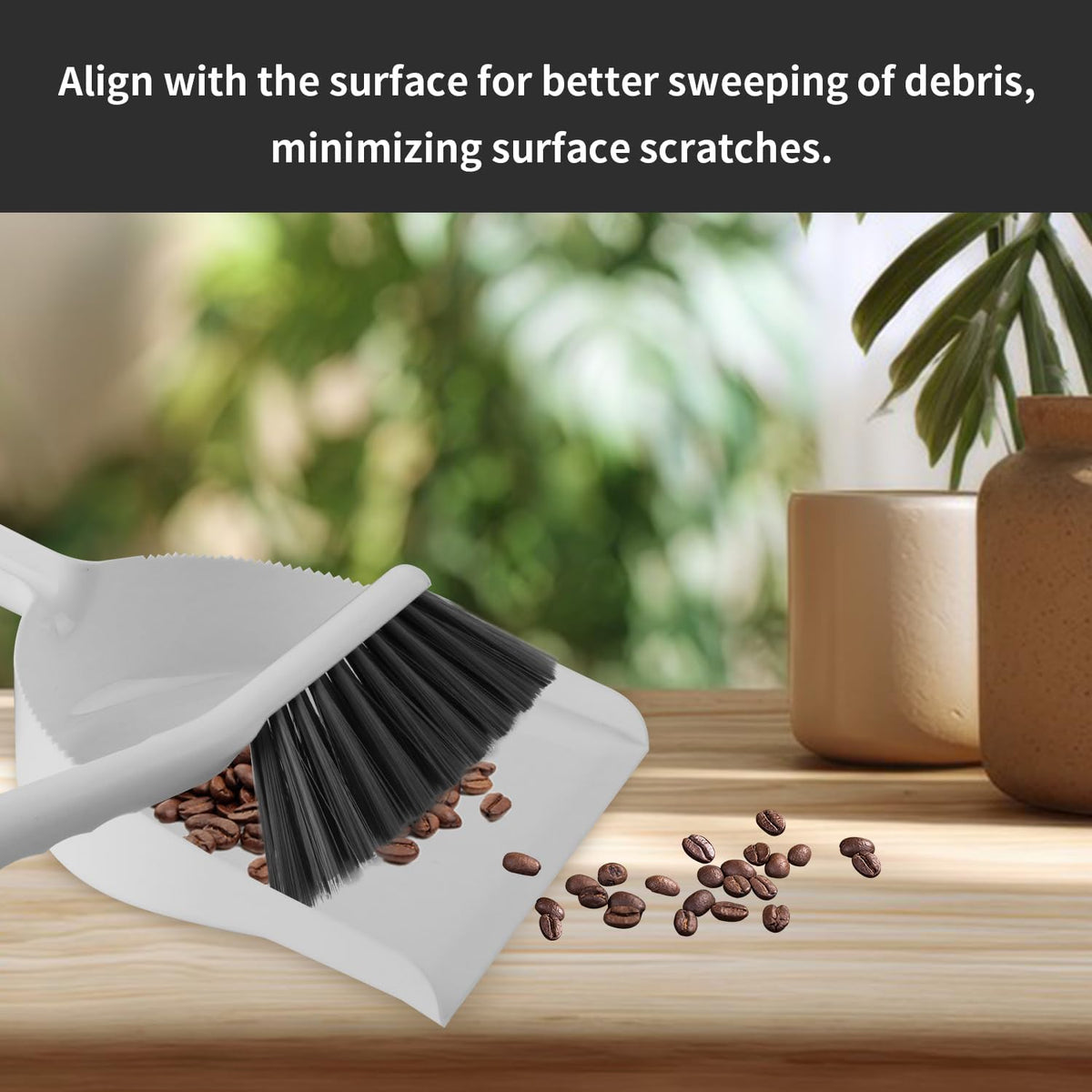 Mini Broom and Dustpan Set, Small Dust Pan and Brush Set, White