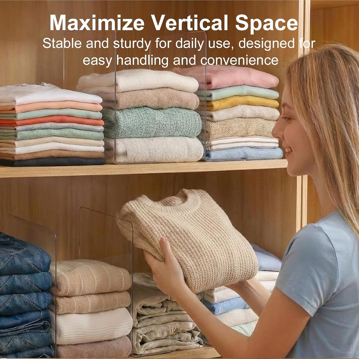 SortNStore Shelf Dividers Closet Organization: 12" Tall x 12" Deep (Taller)