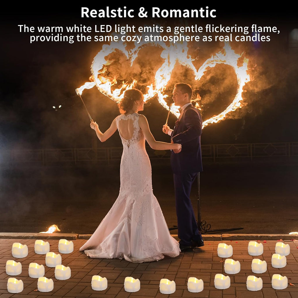 Tealight Candles Battery Operated with Timer (6Hrs ON 18Hrs Off Cycle), 12pcs Timing LED Flickering Flameless Tea Light Electric Votive Candles in Warm White for Xmas Party Halloween Wedding