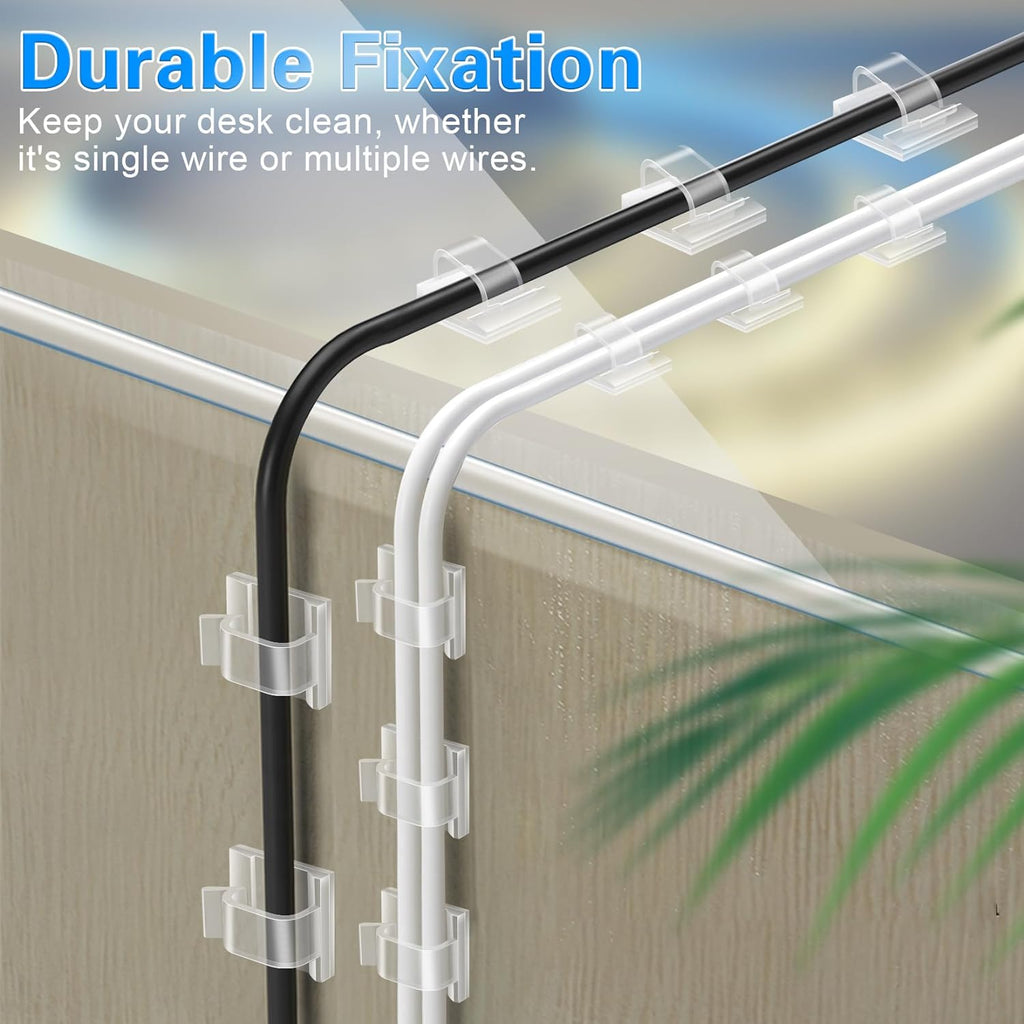 XHF 120PCS 5/8” Clear Adhesive Cable Wire Wall Light Clips, Cord Holder