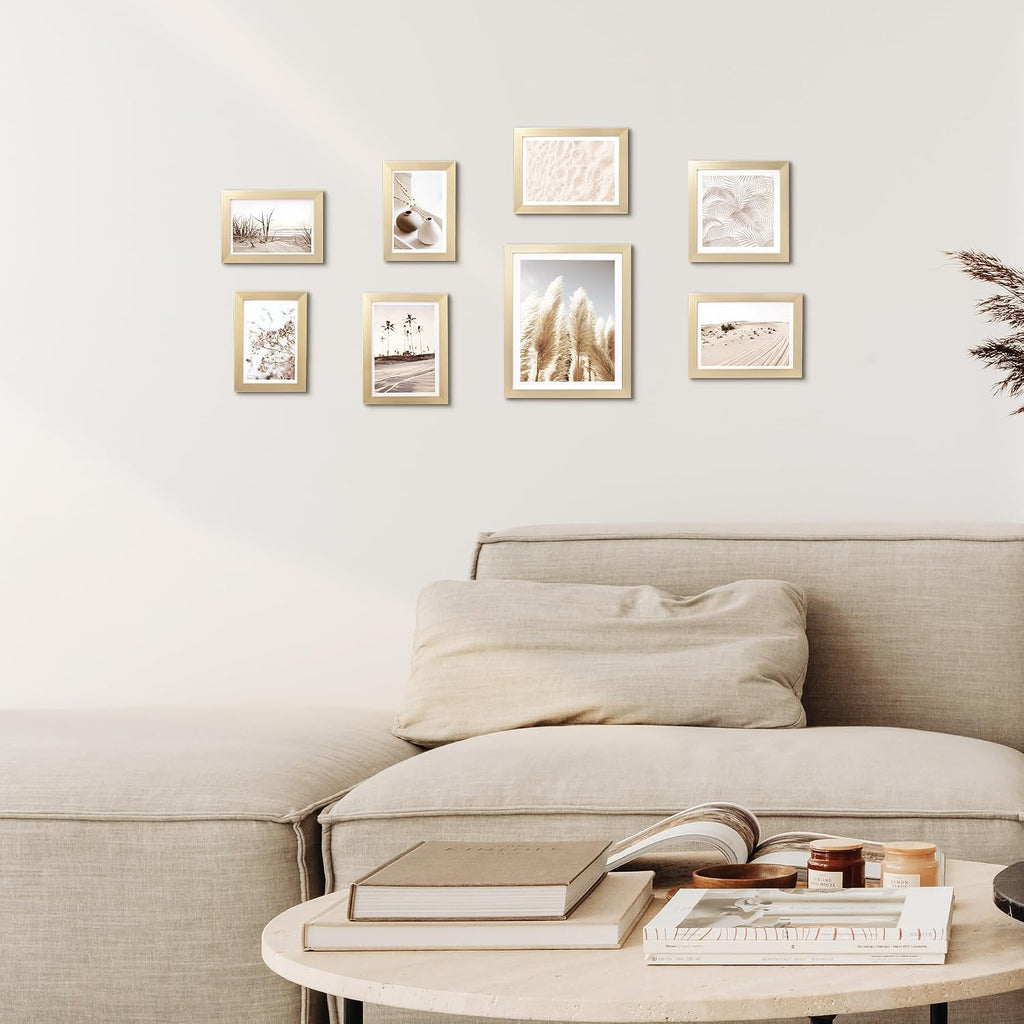 ArtbyHannah Gallery Wall Frame Set, 8 Pack Gold Picture Frames, Small