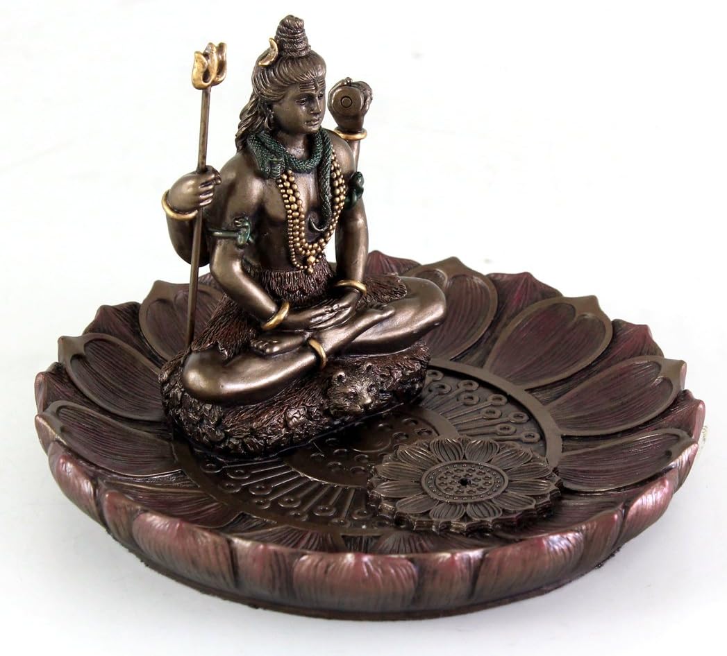 Top Collection Hindu God Shiva in Meditation Round Incense Holder Plate Incense Burner