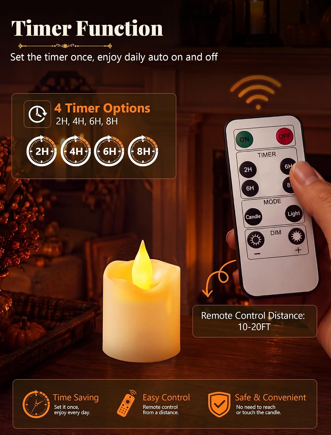 6 Pack Rechargeable Flameless Candles with Remote Timer, USB Charging Cable