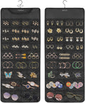 FOREGOER Hanging Jewelry Organizer 58 Zippered Pocket, 2-Sided, Black
