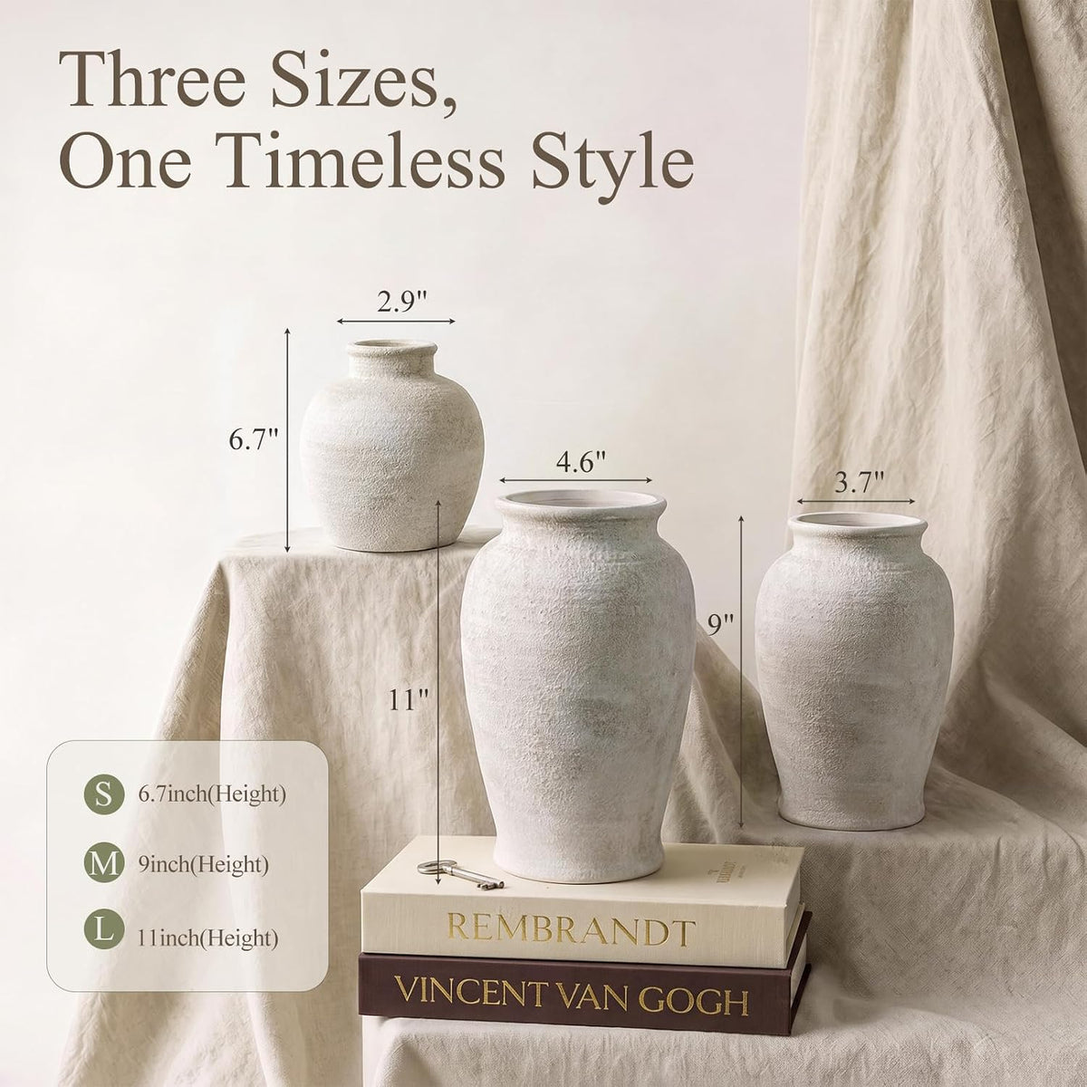 DomeStar Small Ceramic Flower Vase, 6.7 Inch Wabi-Sabi Stone Texture, Beige