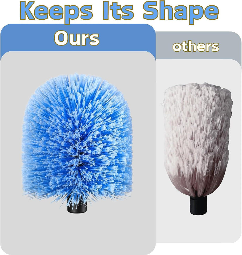 4 Pack Screw on Webster Cobweb Duster Head for Pole,Spider Web Remover Brush, Cobweb Duster Head Attachment,Fits Standard 3/4 inch Threaded Poles(Big, Blue)