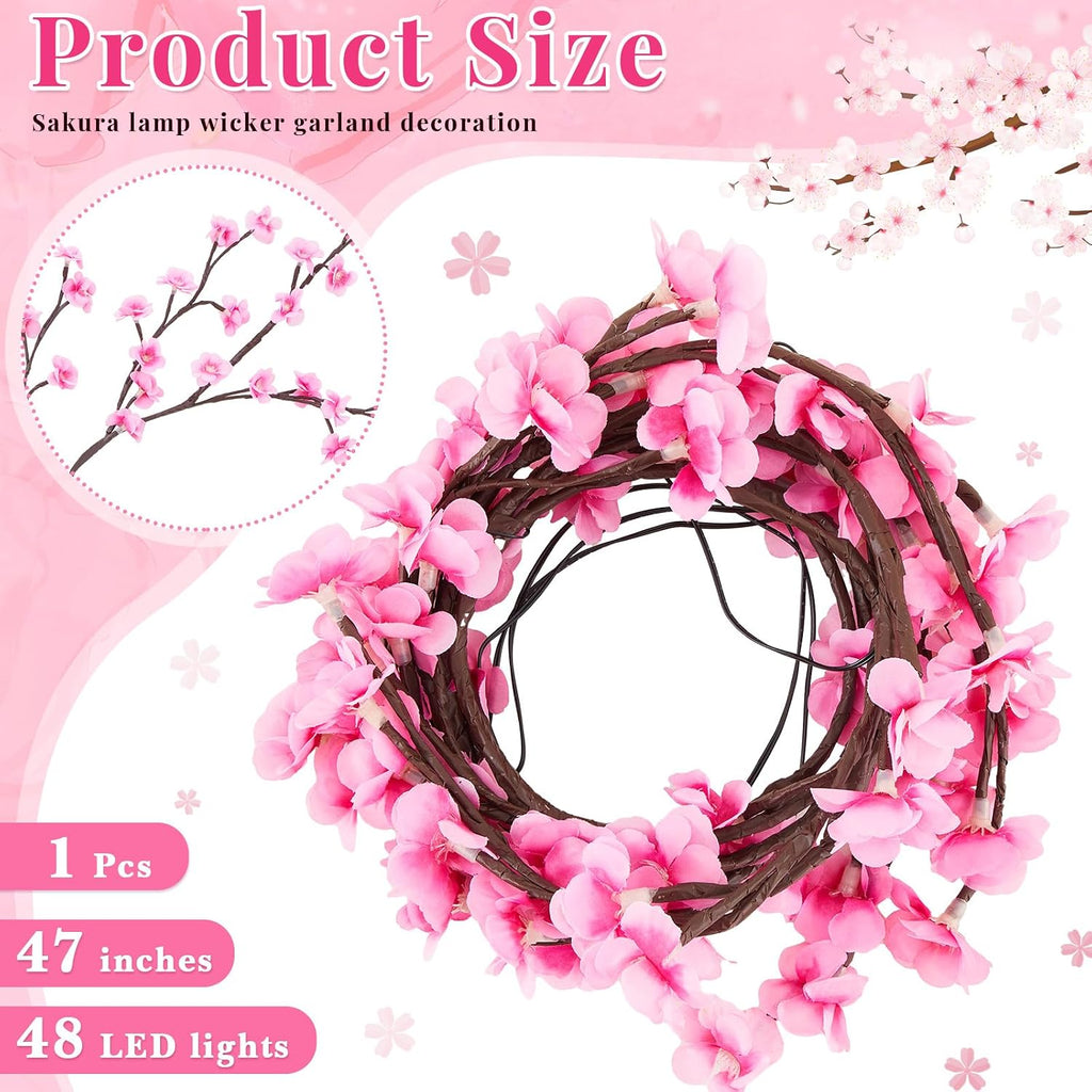 Glooglitter 2 Set Cherry Blossom Tree Branch Lights for Wall, 3.94 FT Light
