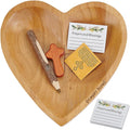 Handcrafted Wooden Heart Bowl, Prayer Decor Set with Cross, Cards and Pen | Decorative Wooden Prayer Bowl for Christian Home Decor, Mantel, Table Centerpiece, Perfect for Easter