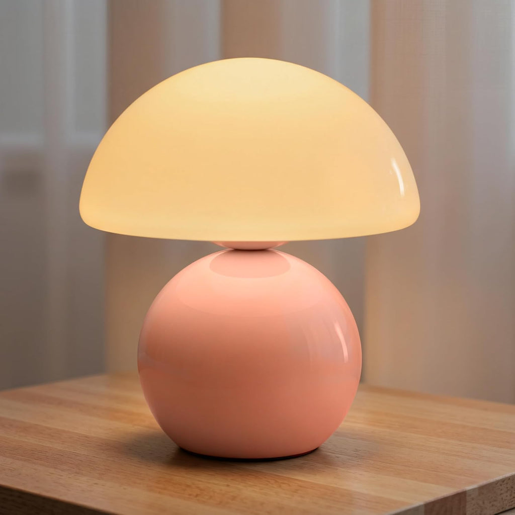 NIORSUN Mushroom Lamp Table Lamp for Bedroom, Portables Cordless Table Lamp,Wireless lamp,Small Bedside Table Touch Lamps for Living Room,Mini Mushroom 5200mAh Battery Operated Lamp Modern Pink