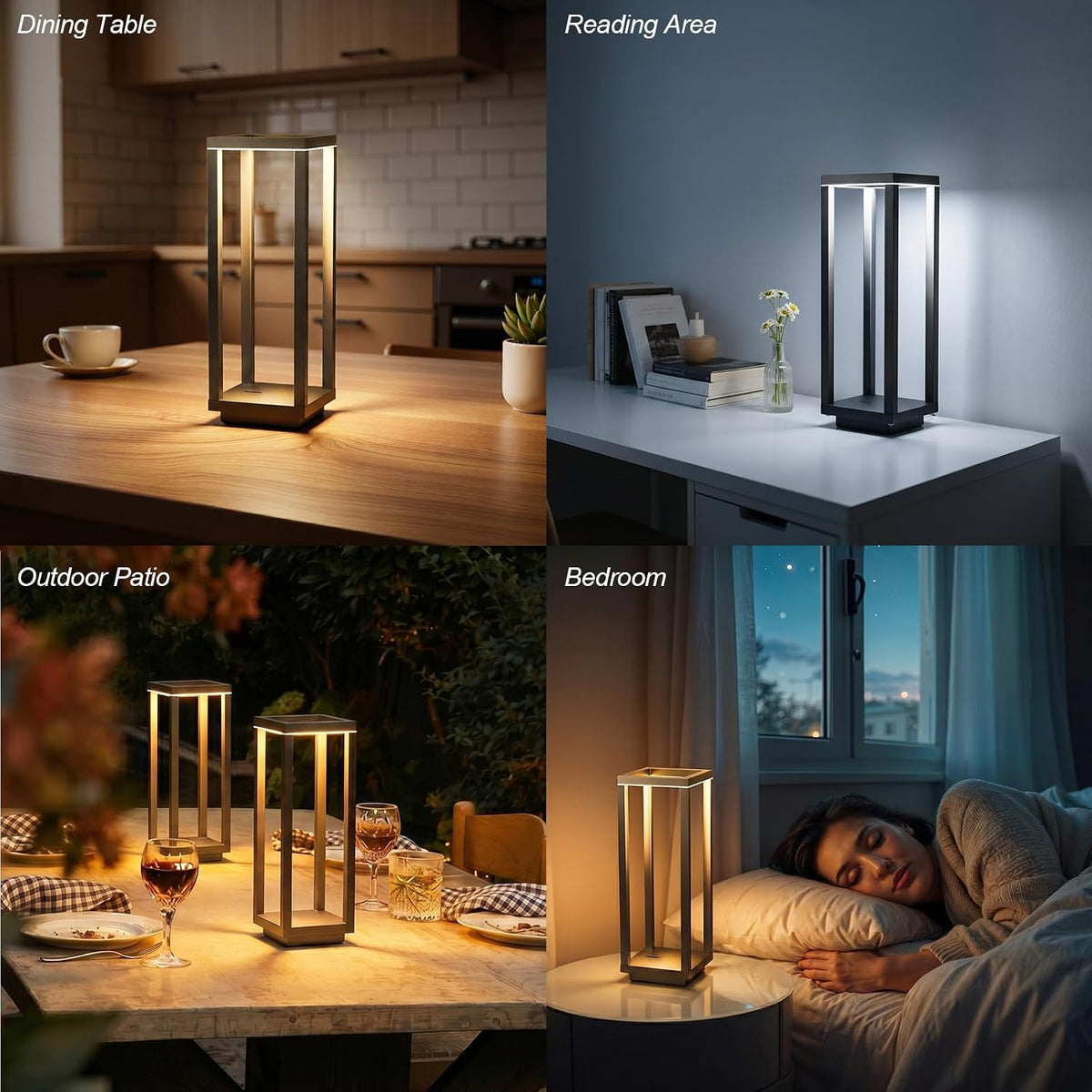 Dawnrise 1PK Rechargeable Cordless Table Lamp with 3 Color Dimmable