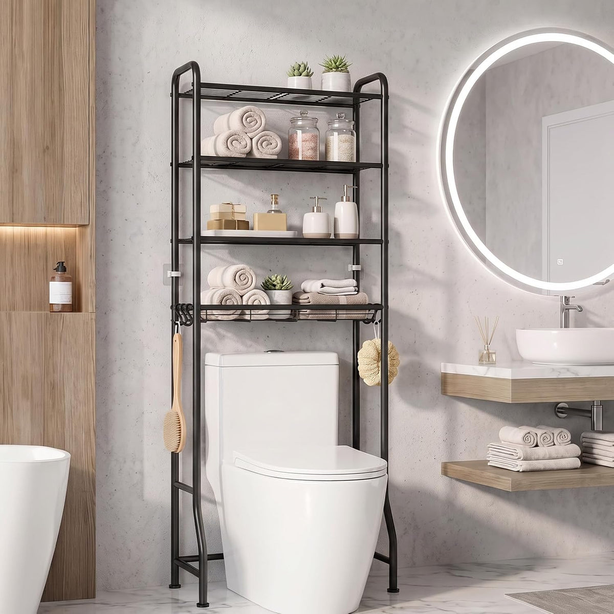 Delamu Over Toilet Storage Rack, 4 Tiers (71.9" H) Bathroom Organizer Shelf