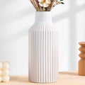 STHIE 8 Inches Ceramic Flower Vase, White Vases for Centerpieces