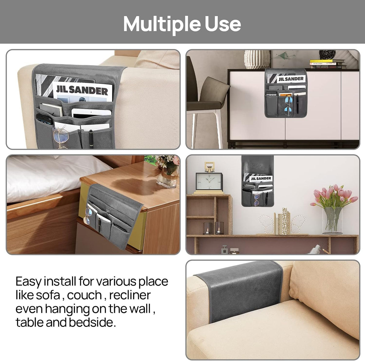 Teniux Armchair Caddy Couch Remote Control Holder, 33"x13", 6 Pockets