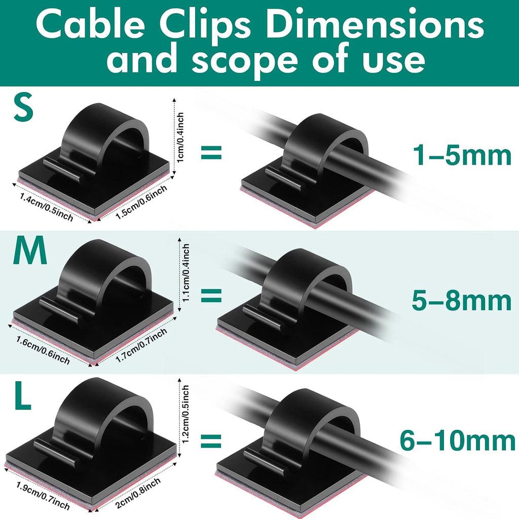 Namalu 60 Pcs Mini Cable Clips Christmas Light Clips Hooks,Medium,Black
