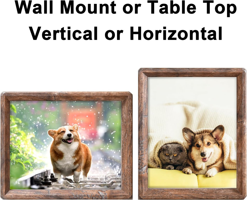 8x10 Wood Picture Frame,Rustic Barn Wood with Clear Tempered Glass