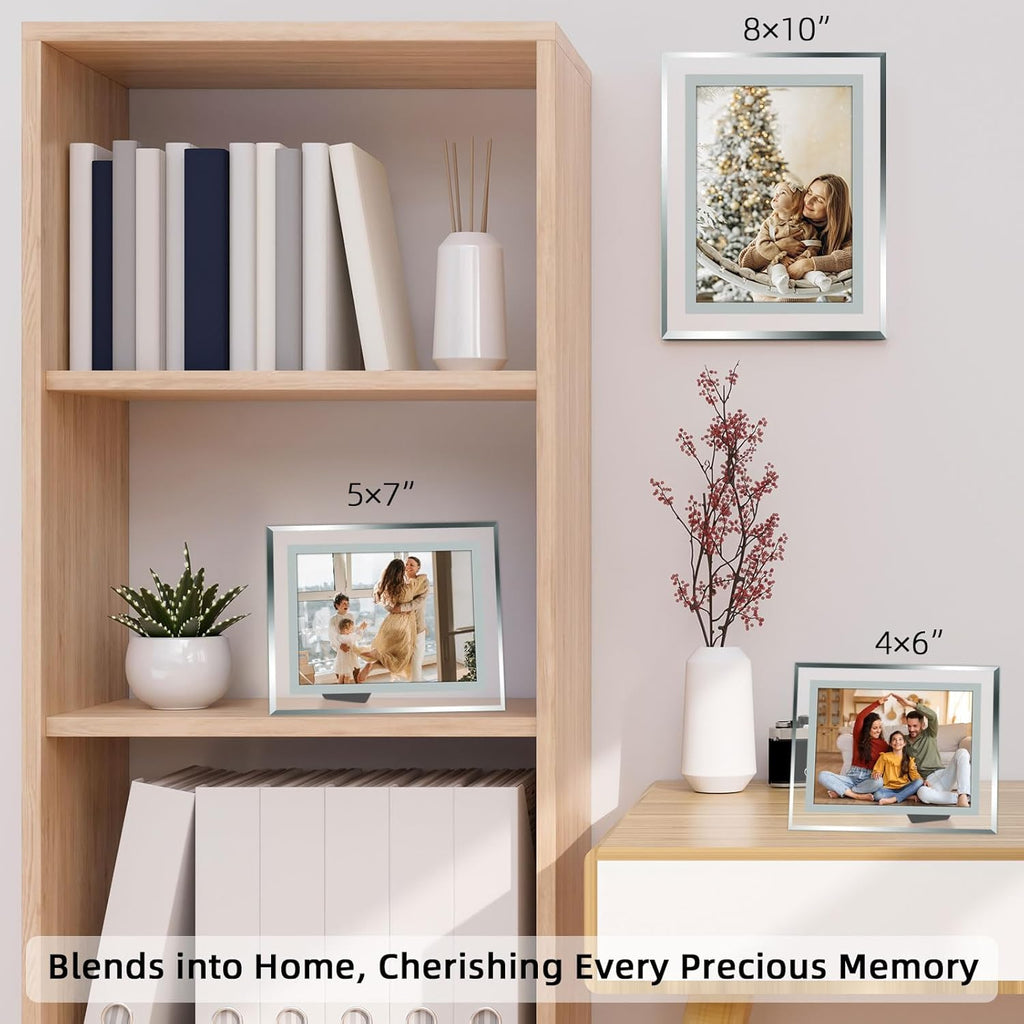 Vienrose 4x6 Picture Frame, Silver Edge Glass Frame, 6 Pack