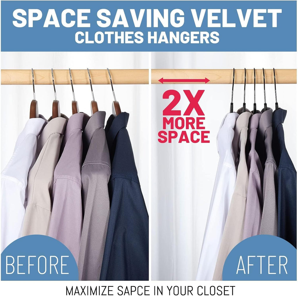 HOUSE DAY Black Velvet Hangers 60 Pack, Non Slip Felt Hanger, Slim Velvet Clothes Hangers for Suits, Shirt, Heavy Duty Coat Hanger for Closet