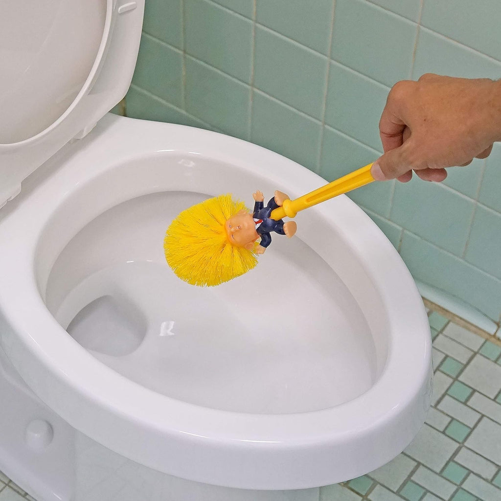 Trump Toilet Brush ＆ Toilet Paper Roll Set, Funny Gag Gift Toilet Bowl Brush for Bathroom Cleaning, Political Satire Products