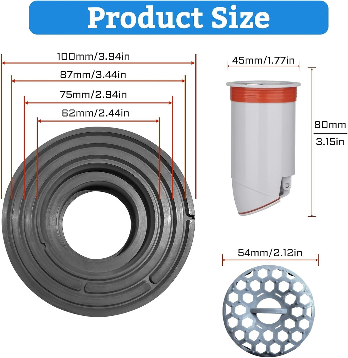 1.9-3.9 Inch Odor-Proof Shower Drain Plug with Magnetic Valve