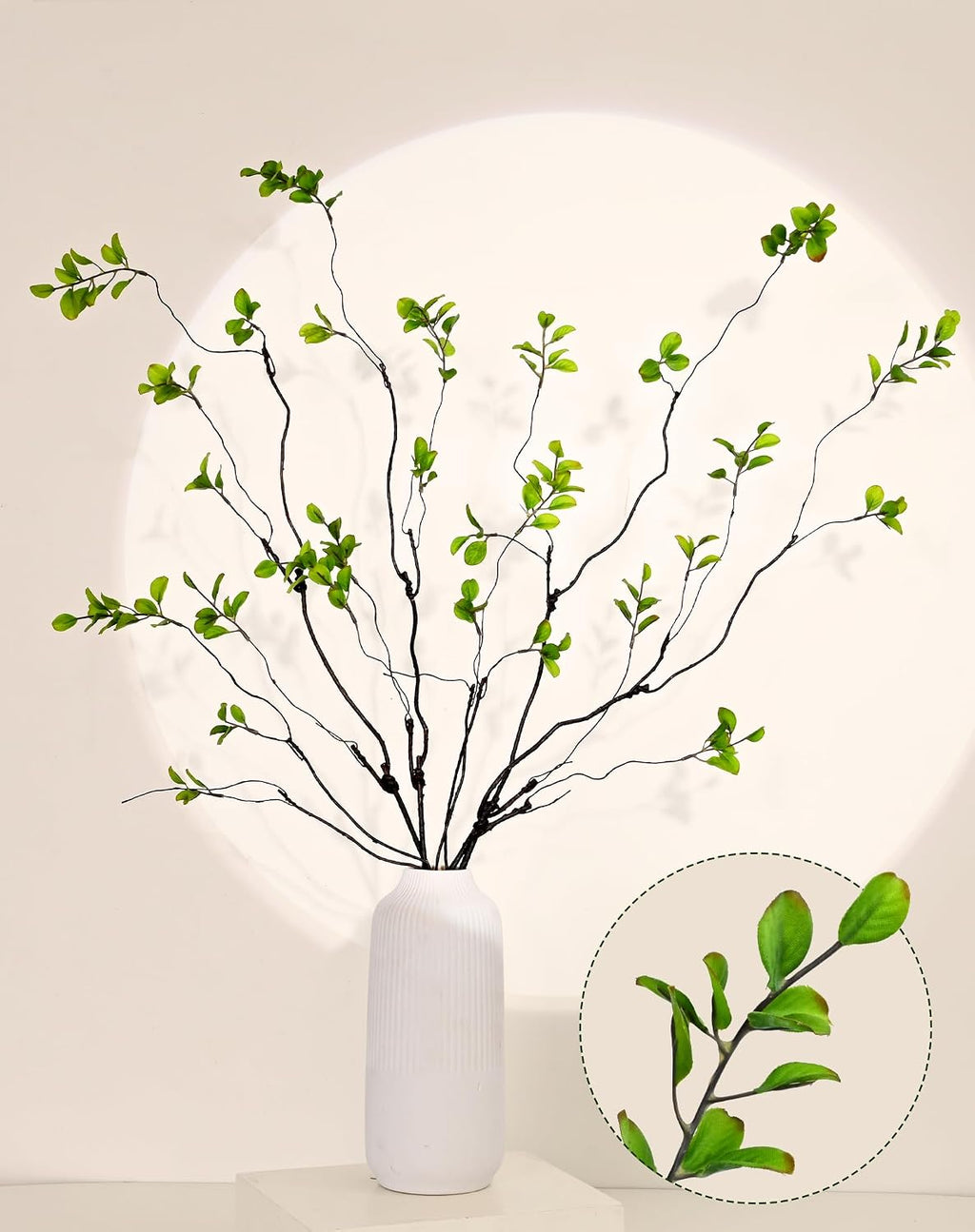Waipfaru 8PCS Artificial Ficus Branches for Vase, Faux Greenery Stems for Vase Filler, 47in Realistic Flexible Eucalyptus Stems Fake Artificial Twig Plants Indoor Home Tables Centerpieces Office Decor