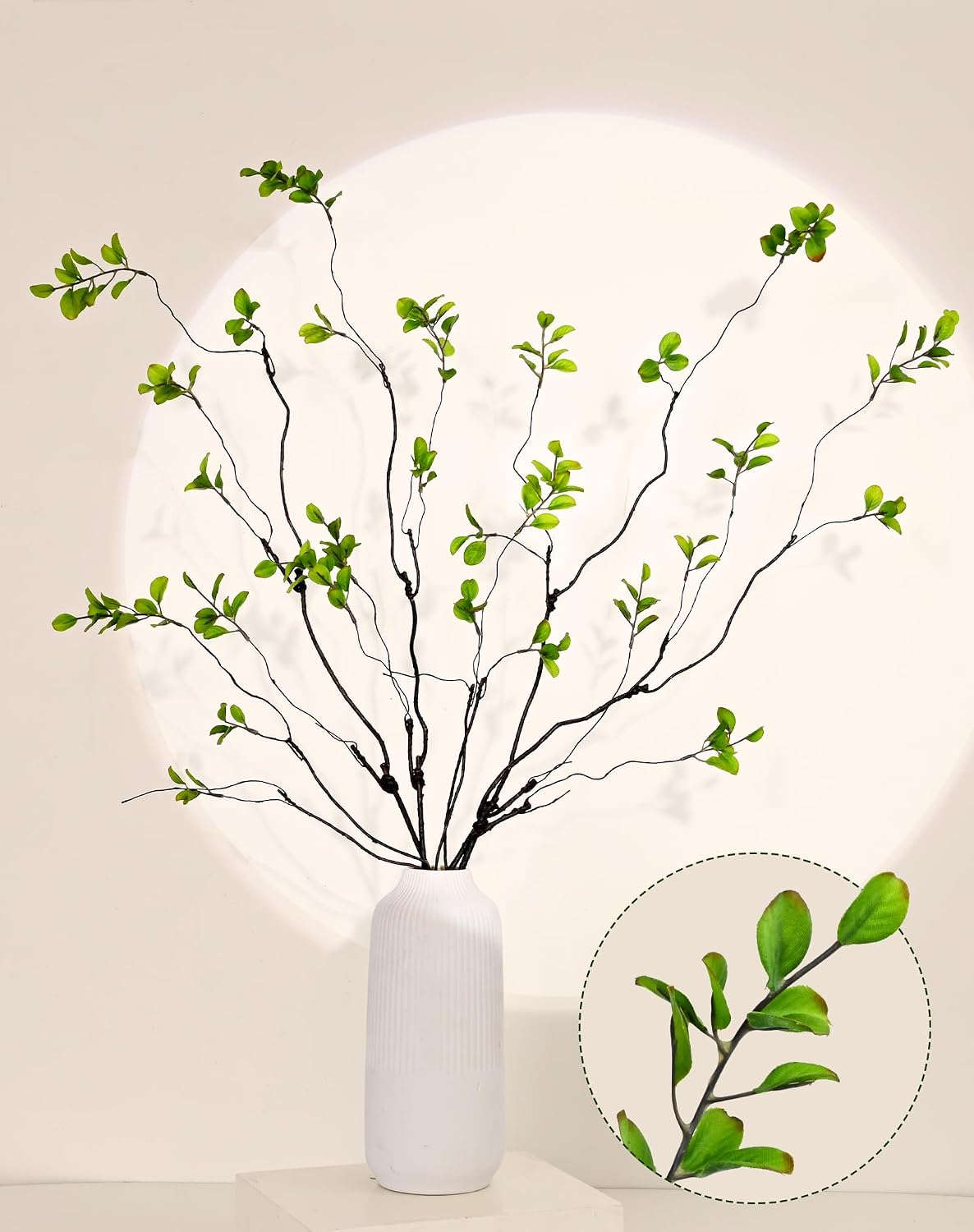 Waipfaru 8PCS Artificial Ficus Branches for Vase, Faux Greenery Stems for Vase Filler, 47in Realistic Flexible Eucalyptus Stems Fake Artificial Twig Plants Indoor Home Tables Centerpieces Office Decor