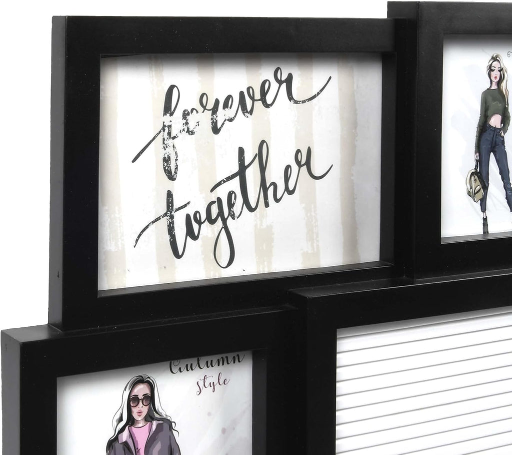 Prinz 8-Opening Letterboard Wall Collage Picture Frame, Black