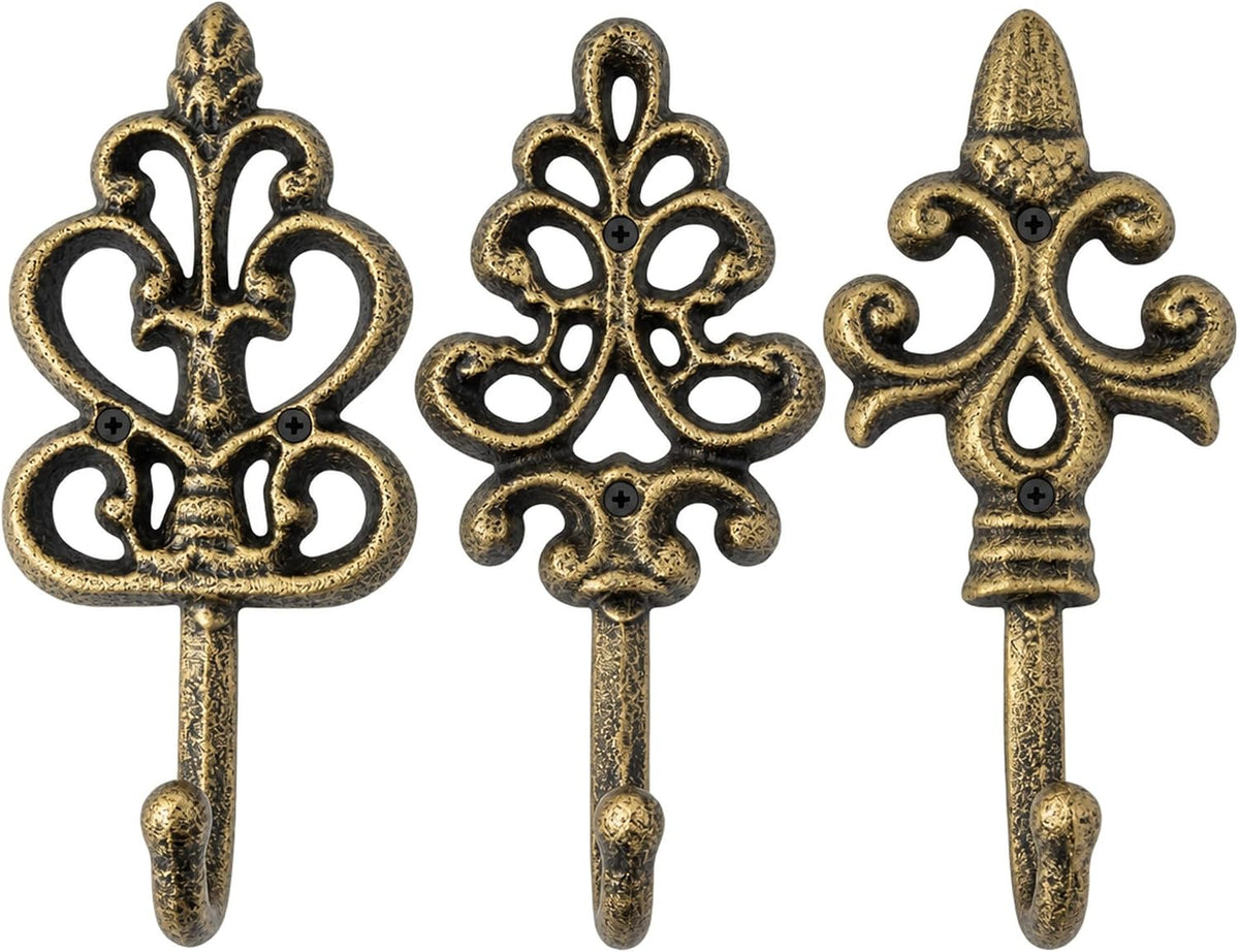 Comfify Gold and Black Cast Iron Wall Hooks