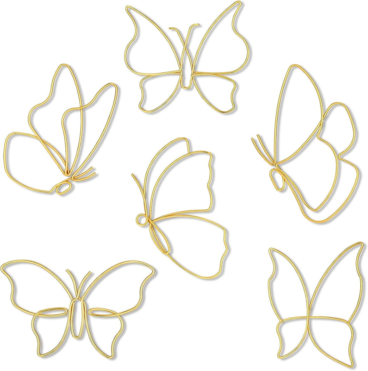 Hotop 6 Pieces Gold Metal Butterfly Wall Decor Wired Butterflies Wall Art